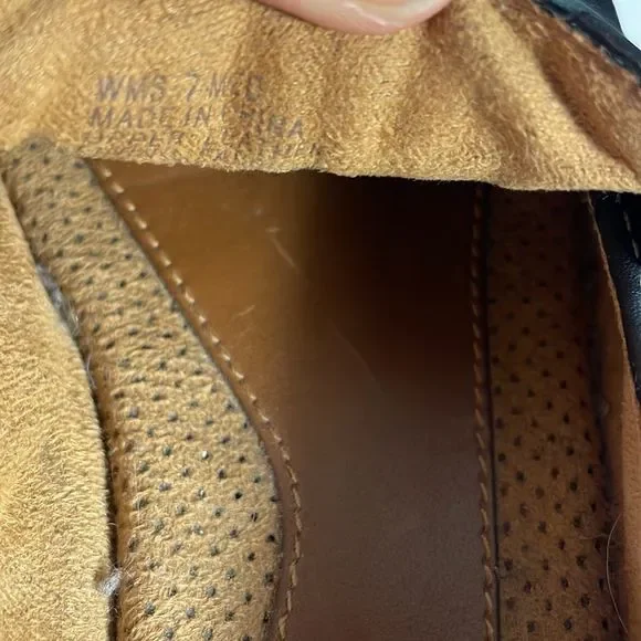 Naturalizer Natural Sole Black Leather Slip On Loafer Shoe Contrast Stitching 7M - Picture 8 of 10